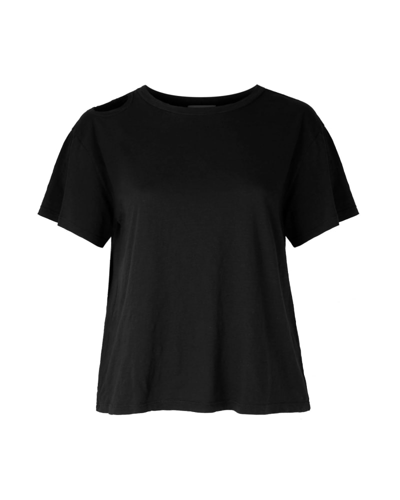 Front of a size 1X Bowie Tee in Black by LNA. | dia_product_style_image_id:226618